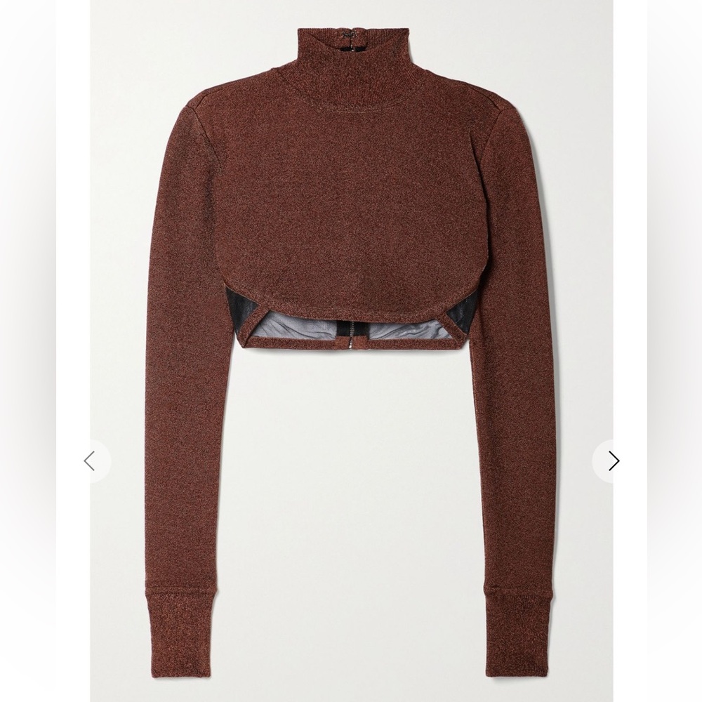 Herve Leger Mocha Long Sleeve Cropped Top - Sold Out